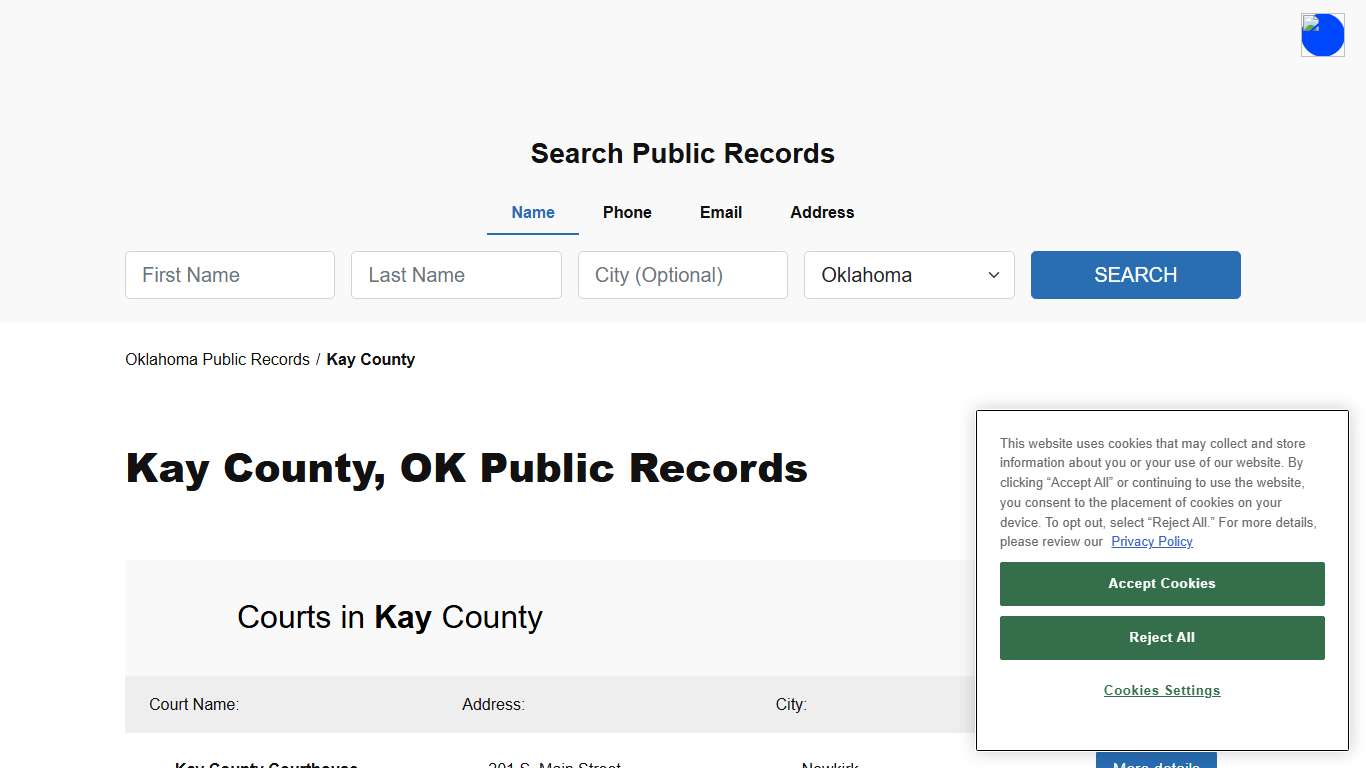 Kay County, OK Public Court, Arrest and Inmate Records - ThePublicIndex